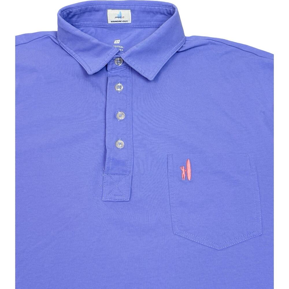 johnnie-O Mens Polo Shirt M Purple Short Sleeve Pocket Surfer Logo Cotton Prep